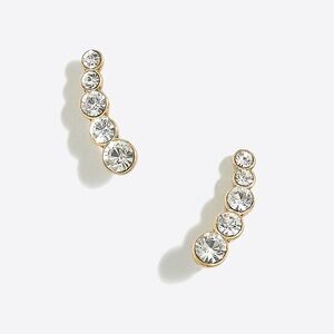 Vintage J. Crew Crystal Crawler Gold and Silver Earrings